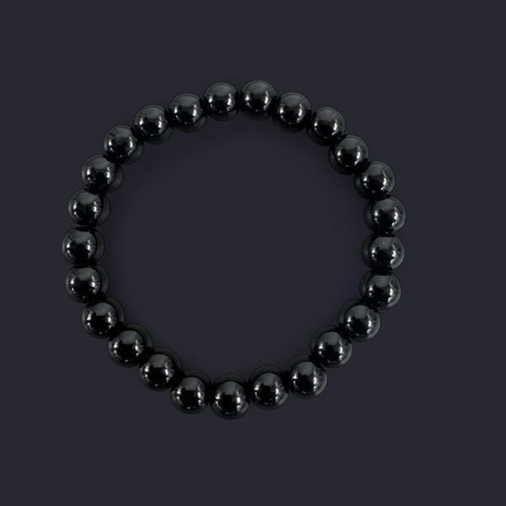 Black Glass Bead Bracelet 8mm